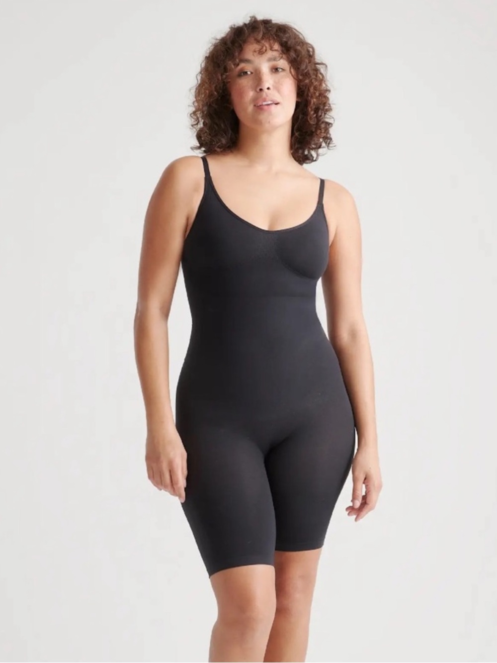 NWT QUINCE Sculpting Midthigh Bodysuit Medium Black 0985